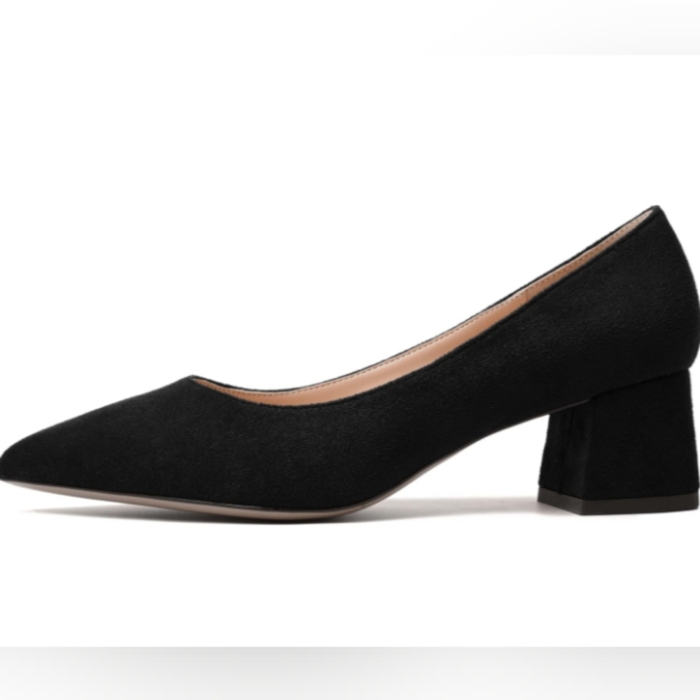 Elegant Black Women's Block Heel Shoes Sz 39 Or 8.5